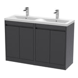 Nuie Havana 1200mm 4 Door Floor Standing Vanity Unit With Basin – Graphite Grey Woodgrain, photo 2