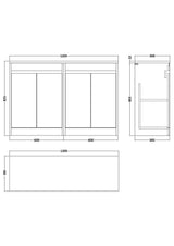 Nuie Havana 1200mm 4 Door Floor Standing Vanity Unit With Worktop, photo 10