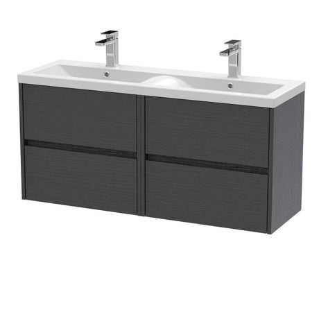 Nuie Havana 1200mm 4 Drawer Wall Hung Twin Vanity Unit With Basin, photo 2