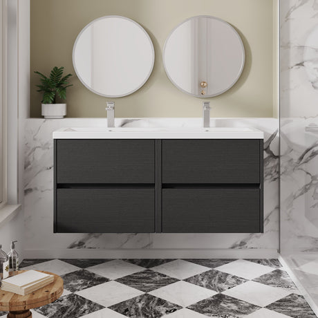 Nuie Havana 1200mm 4 Drawer Wall Hung Twin Vanity Unit With Basin