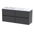 Nuie Havana 1200mm 4 Drawer Wall Hung Vanity Unit With Worktop, photo 2