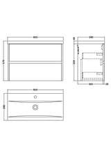 Nuie Havana 2 Drawer Wall Hung Vanity Unit With Basin – 500mm, 600mm & 800mm, photo 14
