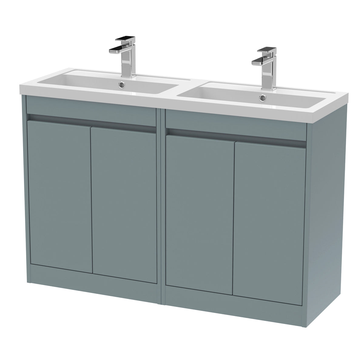 Nuie Havana 1200mm 4 Door Floor Standing Twin Vanity Unit With Basin, photo 7