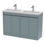 Nuie Havana 1200mm 4 Door Floor Standing Twin Vanity Unit With Basin, photo 7