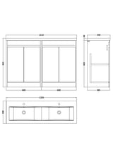 Nuie Havana 1200mm 4 Door Floor Standing Twin Vanity Unit With Basin, photo 8