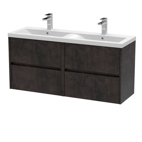 Nuie Havana 1200mm 4 Drawer Wall Hung Twin Vanity Unit With Basin, photo 4