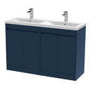 Nuie Havana 1200mm 4 Door Floor Standing Twin Vanity Unit With Basin, photo 3