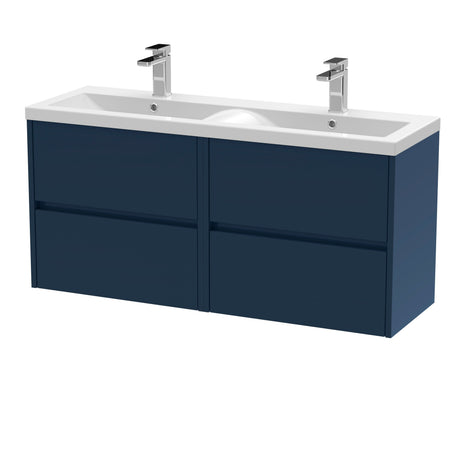 Nuie Havana 1200mm 4 Drawer Wall Hung Twin Vanity Unit With Basin, photo 5