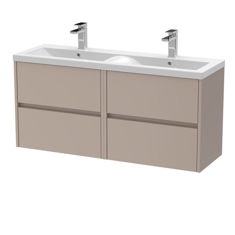 Nuie Havana 1200mm 4 Drawer Wall Hung Twin Vanity Unit With Basin, photo 6