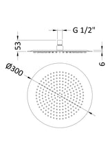 Nuie Fixed Shower Head – 56mm High – Chrome, photo 2