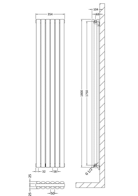 Nuie Revive Vertical Double Panel Radiator – 1500 x 354mm, 1800 x 236mm, 1800 x 354mm, 1800 x 499mm & 1800 x 528mm, photo 7