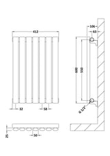 Nuie Revive Horizontal Single Panel Radiator – 600 x 412mm, 600 x 586mm & 992 x 600mm, photo 4