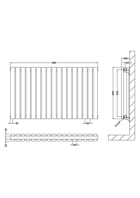 Nuie Revive Horizontal Double Panel Radiator – 600 x 412mm, 600 x 586mm, 992 x 600mm, 1398 x 600mm & 1572 x 600mm, photo 6