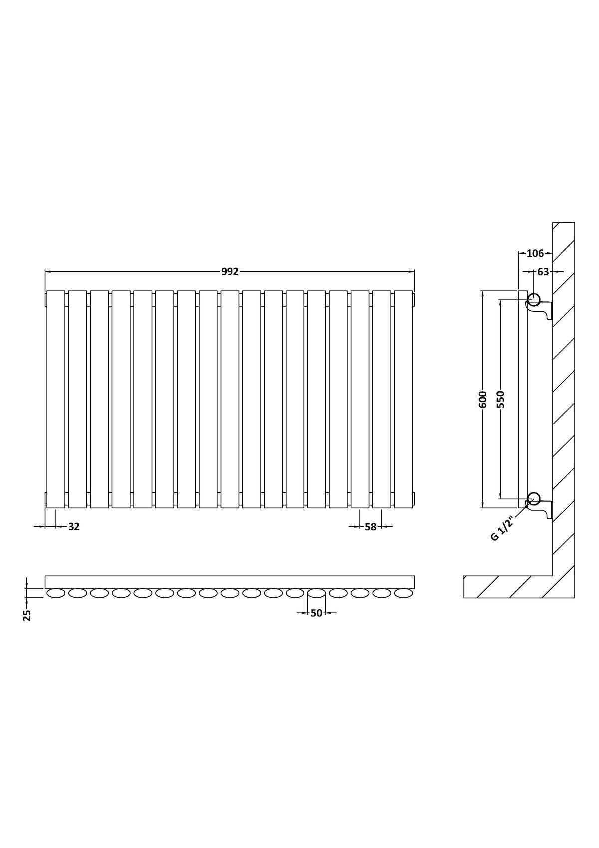 Nuie Revive Horizontal Single Panel Radiator – 600 x 412mm, 600 x 586mm & 992 x 600mm, photo 6