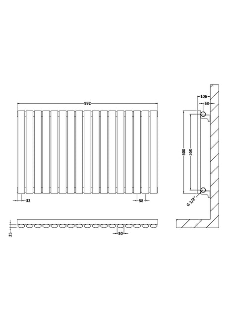 Nuie Revive Horizontal Single Panel Radiator – 600 x 412mm, 600 x 586mm & 992 x 600mm, photo 6