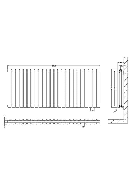 Nuie Revive Horizontal Double Panel Radiator – 600 x 412mm, 600 x 586mm, 992 x 600mm, 1398 x 600mm & 1572 x 600mm, photo 7