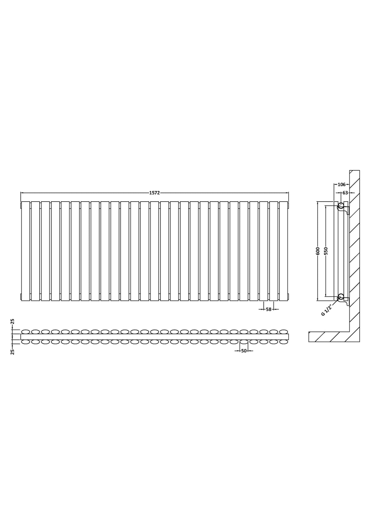 Nuie Revive Horizontal Double Panel Radiator – 600 x 412mm, 600 x 586mm, 992 x 600mm, 1398 x 600mm & 1572 x 600mm, photo 8