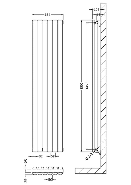 Nuie Revive Vertical Double Panel Radiator – 1500 x 354mm, 1800 x 236mm, 1800 x 354mm, 1800 x 499mm & 1800 x 528mm, photo 5