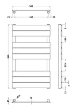 Nuie Piazza 840 x 500mm Vertical Heated Towel Rail – Brushed Brass or Anthracite, photo 4