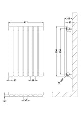 Nuie Sloane Horizontal Single Panel Radiator – 600 x 412mm, 600 x 586mm & 992 x 600mm, photo 4