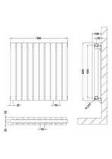 Nuie Sloane Horizontal Double Panel Radiator – 600 x 412mm, 600 x 586mm, 600 x 992mm, 992 x 600mm, 1398 x 600mm & 1572 x 600mm, photo 5