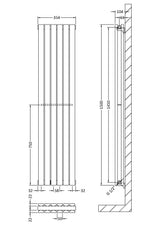 Nuie Sloane Vertical Double Panel Radiator – 1500 x 354mm, 1800 x 354mm, 1800 x 381mm & 1800 x 528mm, photo 5