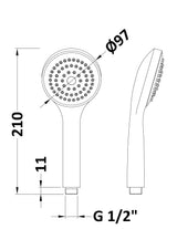 Nuie Shower Handset Kit – 210mm High – Chrome, photo 2
