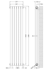 Nuie Salvia Vertical Single Panel Radiator – 1500 x 377mm & 1500 x 383mm, photo 4