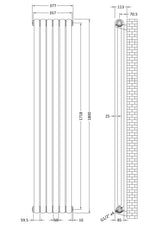 Nuie Salvia Vertical Double Panel Radiator – 1800 x 377mm & 1800 x 383mm, photo 5