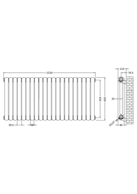 Nuie Salvia 1223 x 635mm Horizontal Column Radiator – Anthracite, photo 3
