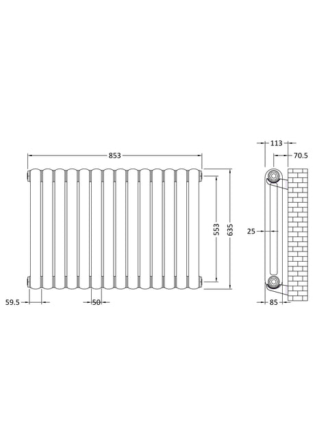 Nuie Salvia Vertical Column Radiator – 853 x 635mm, 863 x 635mm & 1223 x 635mm, photo 5