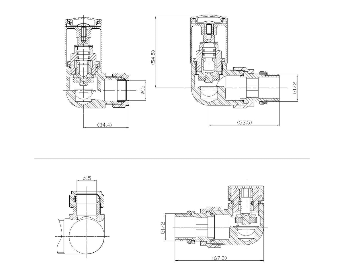 Nuie Corner Dual Fuel Radiator Valve Pack (Pairs) – Chrome, photo 2