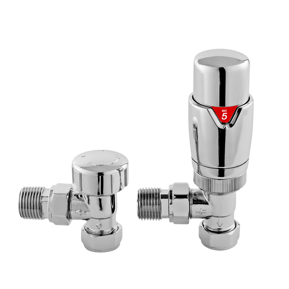 Nuie Angled Thermostatic Radiator Valve Pack – Chrome