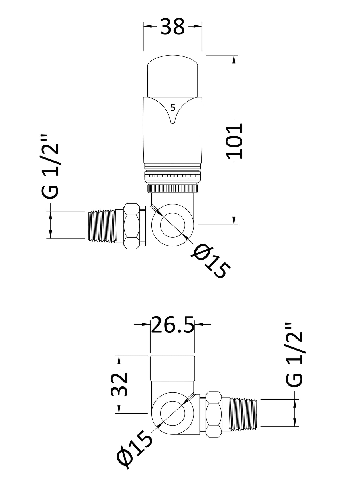 Nuie Corner Thermostatic Radiator Valve Pack – Chrome, photo 2