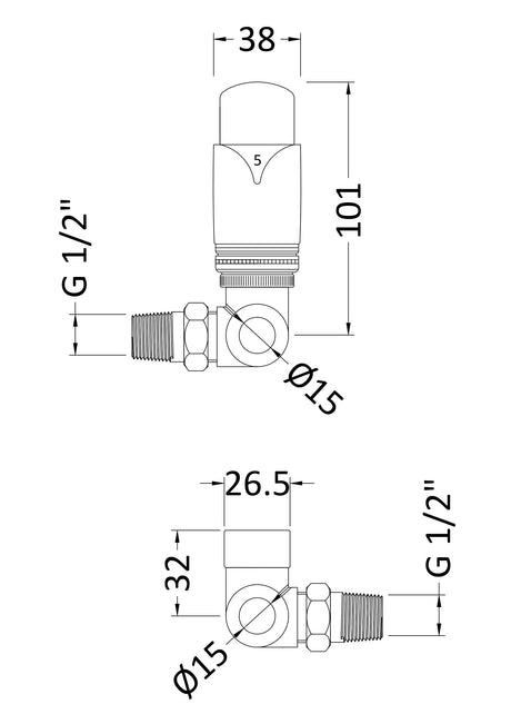 Nuie Corner Thermostatic Radiator Valve Pack – Chrome, photo 2