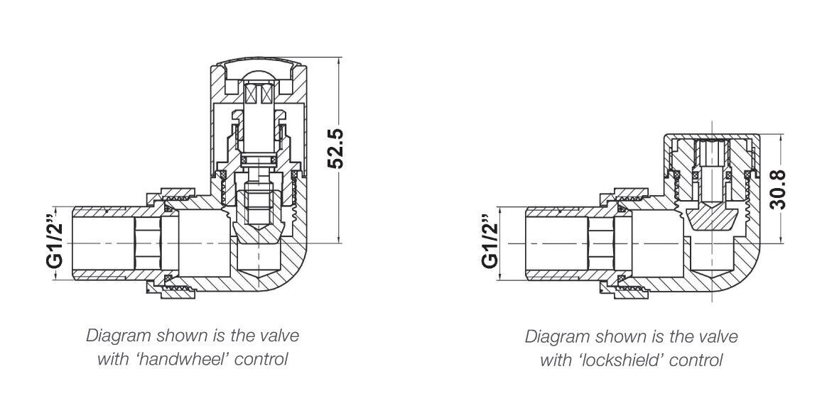 Nuie Corner Radiator Valve Pack (Pairs) – Chrome, photo 2