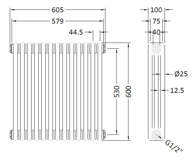 Nuie Colosseum Vertical Column Radiator, photo 3
