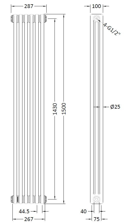 Nuie Colosseum Vertical Column Radiator, photo 7