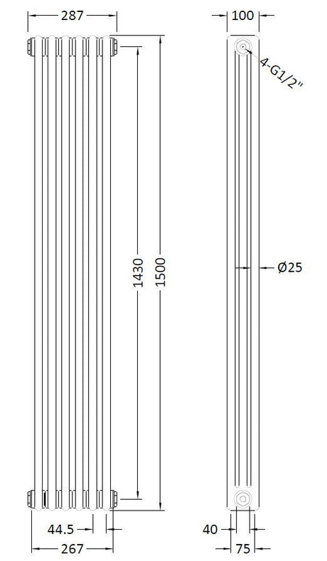 Nuie Colosseum Vertical Column Radiator, photo 7