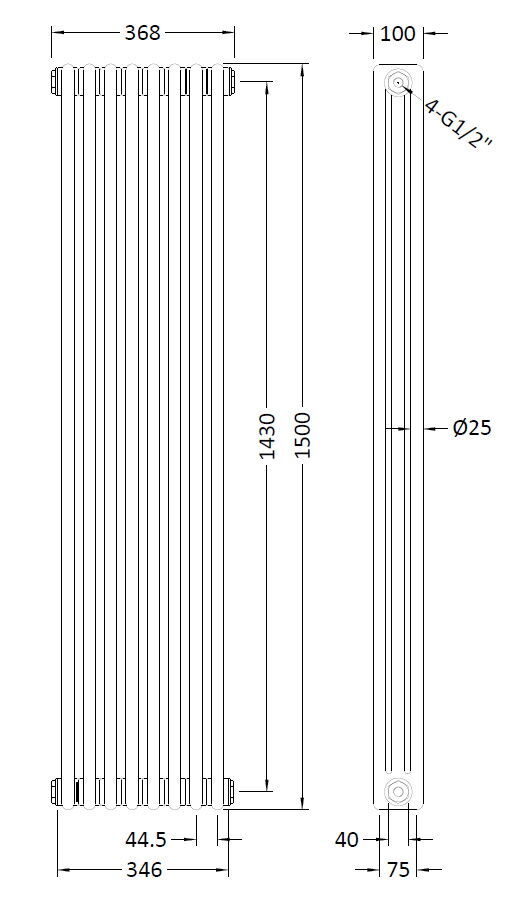 Nuie Colosseum Vertical Column Radiator, photo 8
