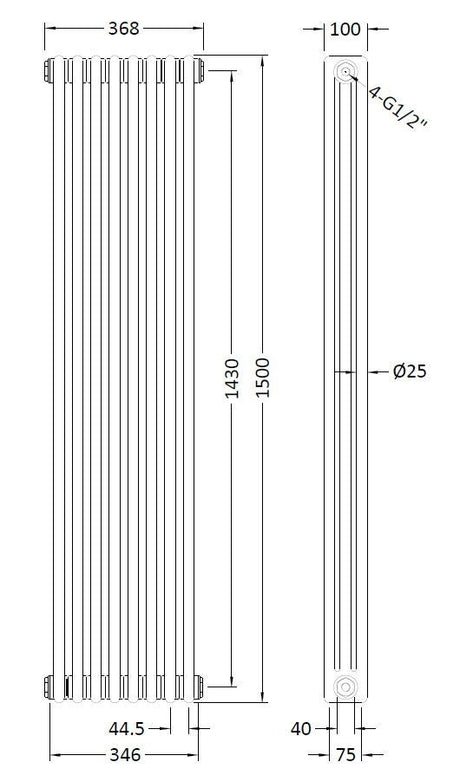 Nuie Colosseum Vertical Column Radiator, photo 8