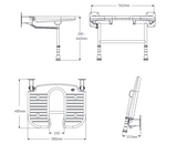 AKW 4000 Series Extra Wide Horseshoe Grey Padded Wall Mounted Shower Seat With Support Legs (04220P)