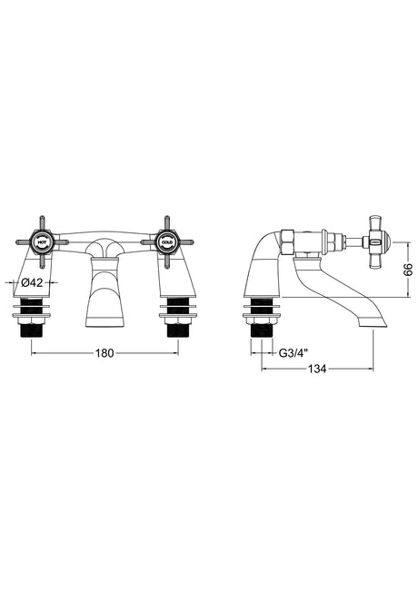 Nuie Beaumont Bath Filler – Chrome or Brushed Brass, photo 3