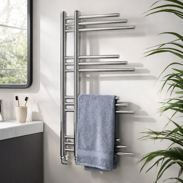 Kartell K-VIT New York chrome towel rail in a bathroom