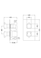 Nuie Square Twin Thermostatic Shower Valve – Chrome, photo 3