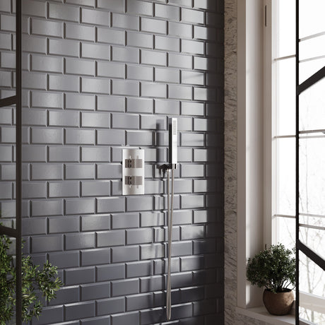 Nuie Square Twin Thermostatic Shower Valve – Chrome