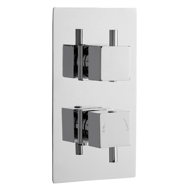 Nuie Twin Thermostatic Shower Valve With Diverter – 215mm High – Chrome