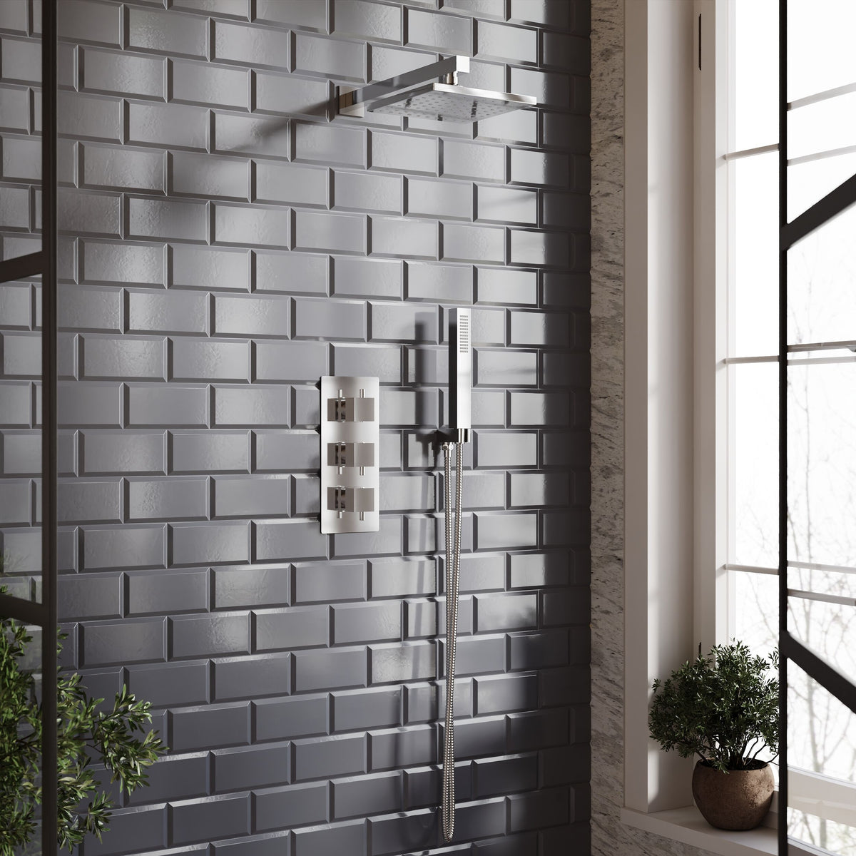 Nuie Triple Thermostatic Shower Valve – Chrome
