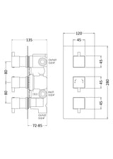 Nuie Triple Thermostatic Shower Valve With Diverter – Chrome, photo 2