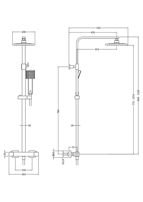 Nuie Thermostatic Bar Dual Shower Valve Shower Kit, photo 5